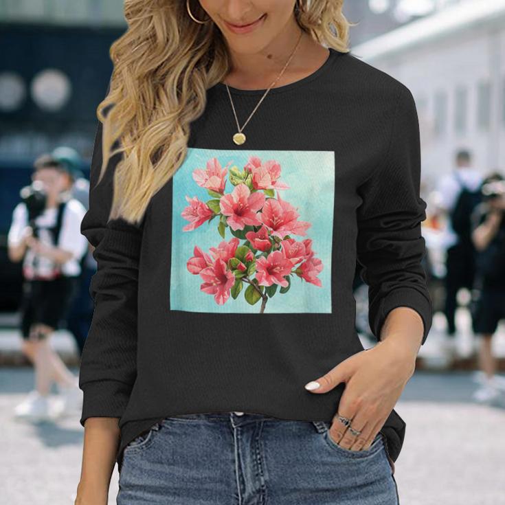 ブーゲンビリア ブーケ フローラル パステルカラー グラフィック 長袖Tシャツ 彼女への贈り物