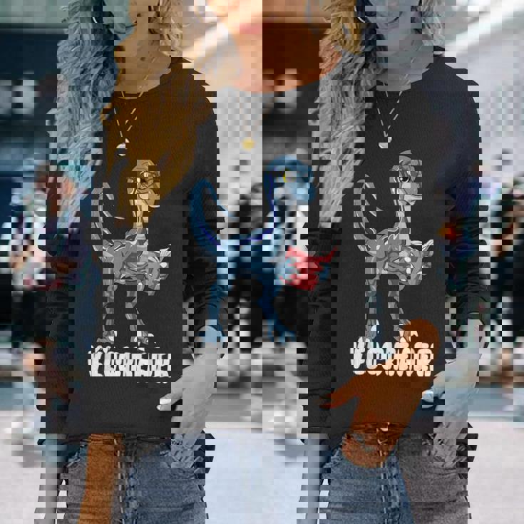 ベロシアダー ベロキラプトル 恐竜 読書 本好き 長袖Tシャツ 彼女への贈り物