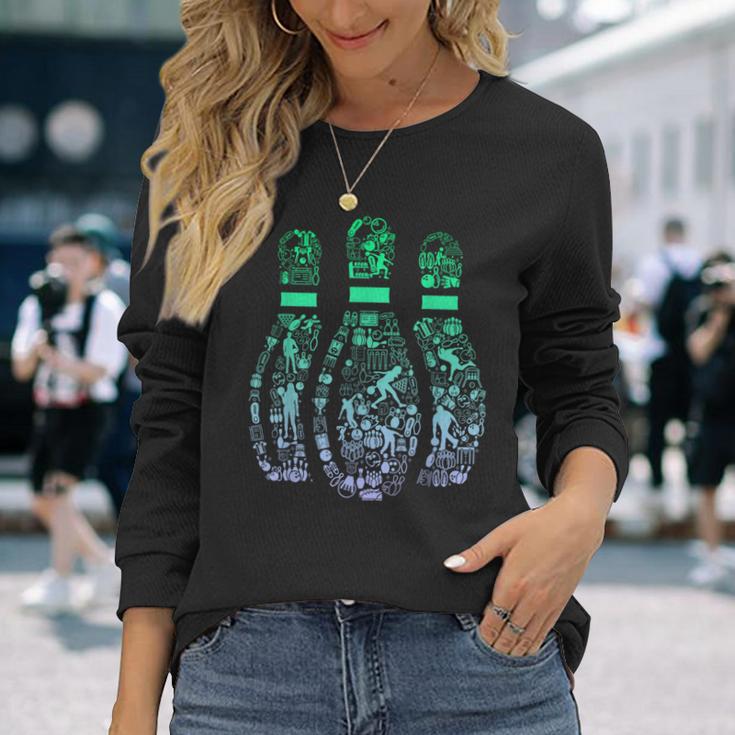 ボウリングピンtシャツ ボウラー用 長袖Tシャツ 彼女への贈り物