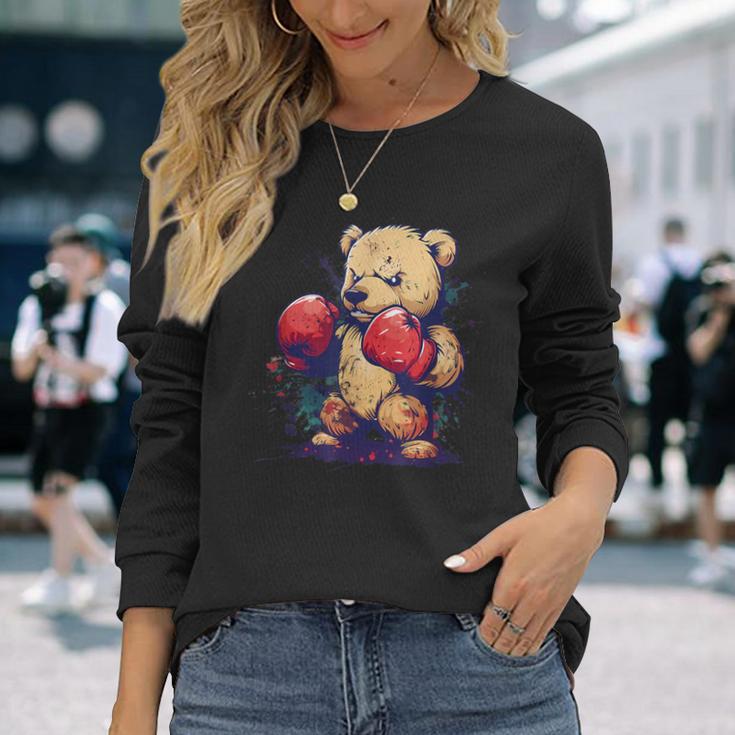 ボクサー 熊 ボクシング グローブ キックボクシング 面白い ボクシング 長袖Tシャツ 彼女への贈り物