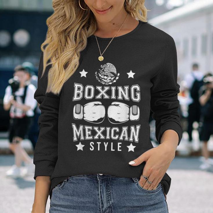 ボクシング メキシカンスタイル ボクサー ファイター ボクシンググローブ メキシコ国旗 長袖Tシャツ 彼女への贈り物