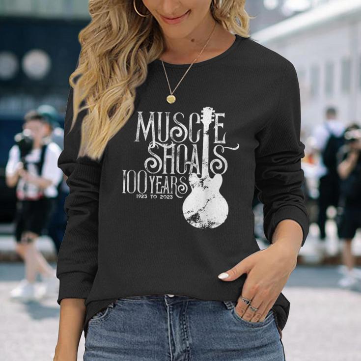 マッスルショールズ、アラバマ州ヴィンテージソウルファン100周年記念 長袖Tシャツ 彼女への贈り物