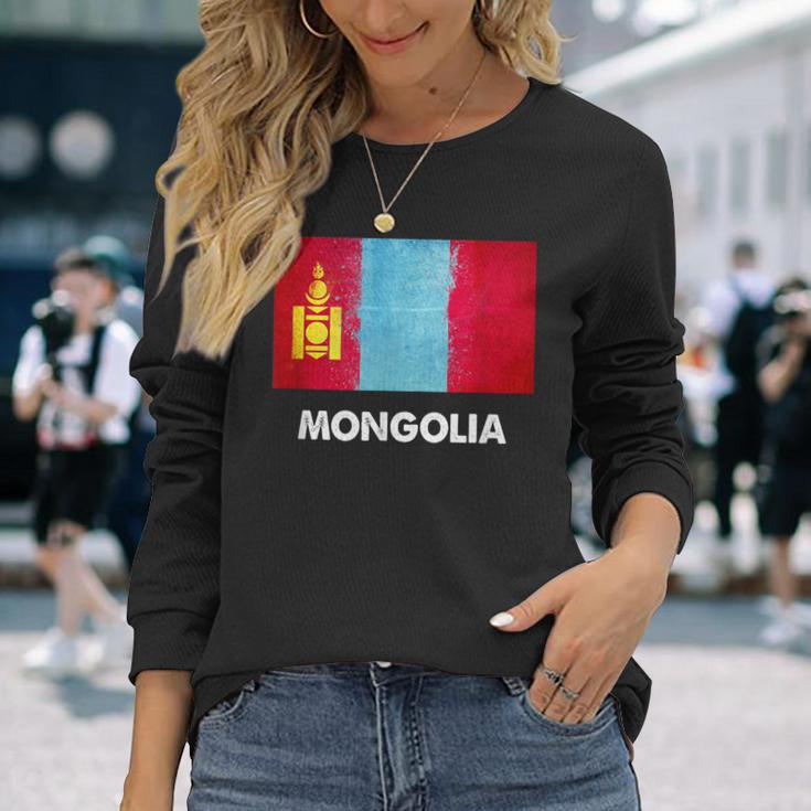 モンゴル国旗tシャツ 長袖Tシャツ 彼女への贈り物