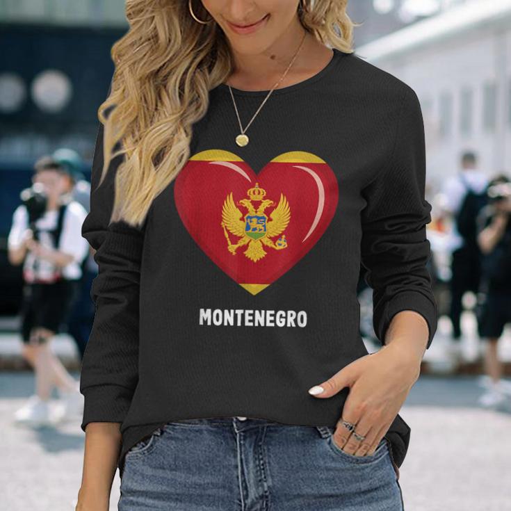 モンテネグロ国旗シャツ 長袖Tシャツ 彼女への贈り物