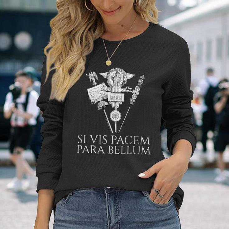 ラテン語の引用句 -Iis Pacem Para Bellum 古代ローマpqr 長袖tシャツ 長袖Tシャツ 彼女への贈り物