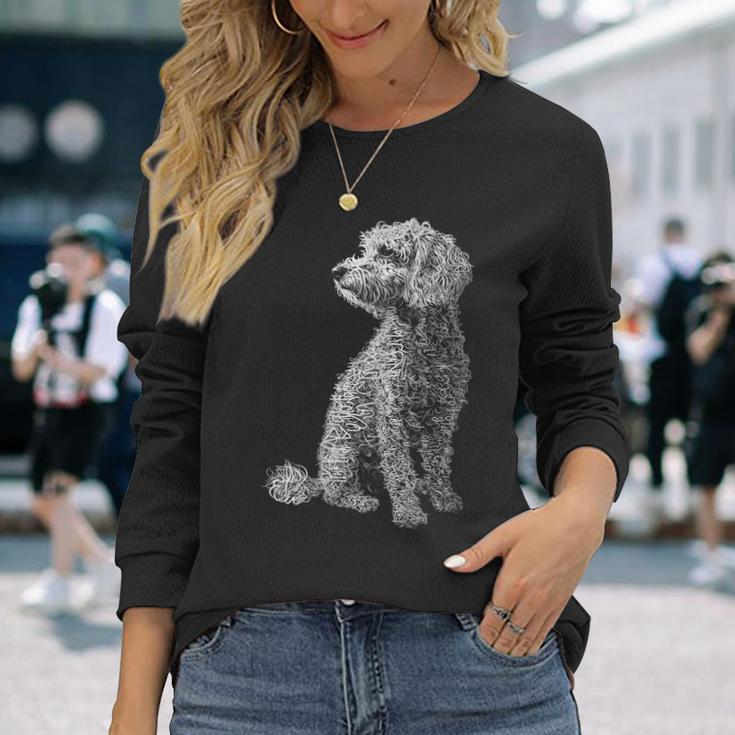 ラブラドゥードル モチーフ ペット イラスト 犬 ラブラドゥードル 長袖Tシャツ 彼女への贈り物