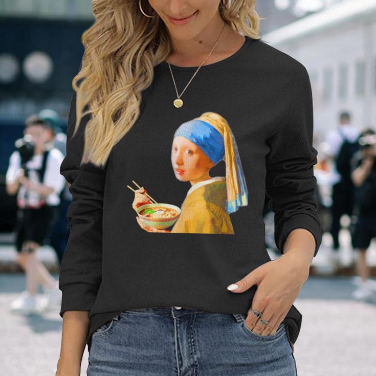 ラーメン 面白いtシャツ おもしろ ネタ フェルメール メンズ 面白い 服 おもしろグッズ グルメ 食べ物 長袖Tシャツ 彼女への贈り物
