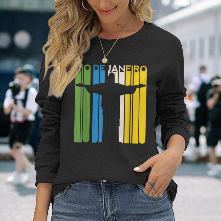 リオデジャネイロ ブラジル レトロ ビーチ ブラジルの像 サンパウロ 長袖Tシャツ 彼女への贈り物