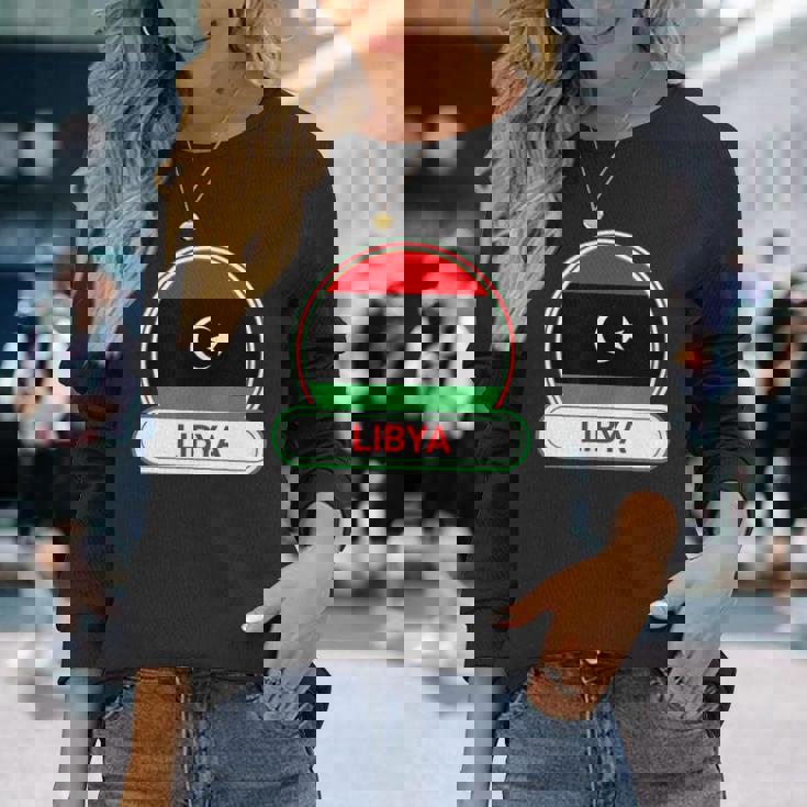 リビア国バッジ リビア国旗 長袖Tシャツ 彼女への贈り物