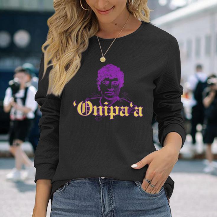 リリウオカラニ女王 オニパア ロイヤル ハワイアン カリグラフィー ハワイ 長袖Tシャツ 彼女への贈り物