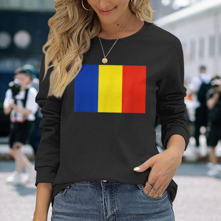 ルーマニア国旗 長袖Tシャツ 彼女への贈り物