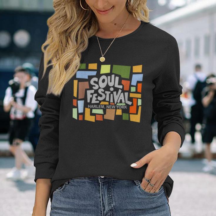 レトロ'70年代ソウルフェスティバルハーレムニューヨーク 長袖Tシャツ 彼女への贈り物