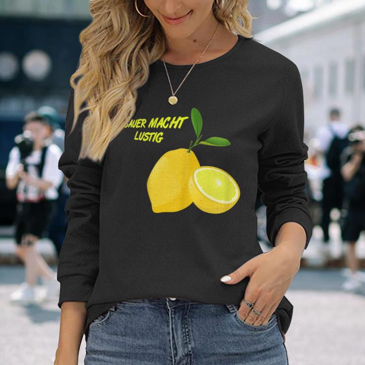 レモンセリフ、サワーメイク 面白いフルーツレモンギフト 長袖Tシャツ 彼女への贈り物