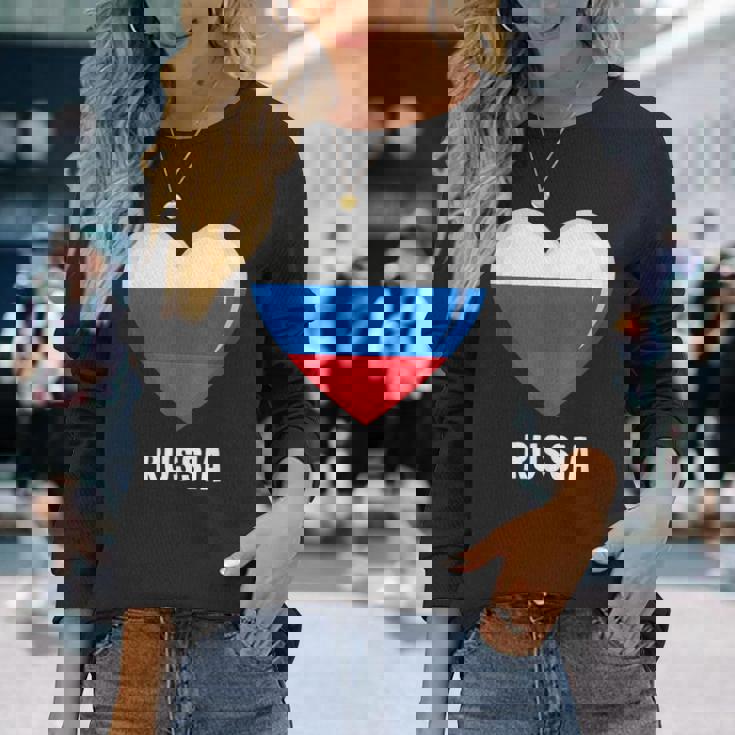 ロシア国旗シャツ 長袖Tシャツ 彼女への贈り物