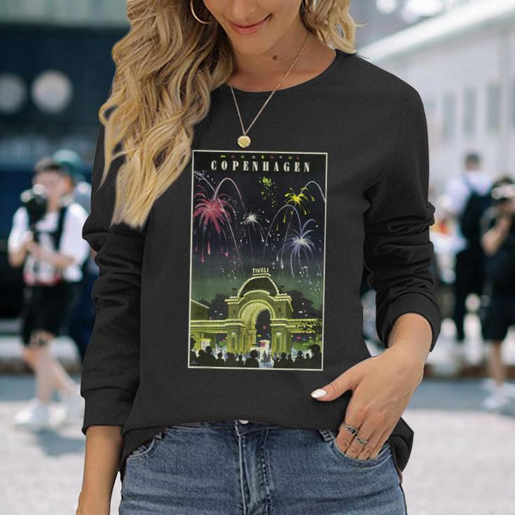 ワンダフル コペンハーゲン チボリ ポスター プリント 長袖Tシャツ 彼女への贈り物