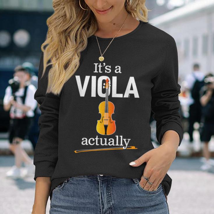 ヴィオラ奏者のためのヴィオラジョークまたはヴィオラミーム面白いヴィオラ 「 It's Aiola Actually」 長袖Tシャツ 彼女への贈り物