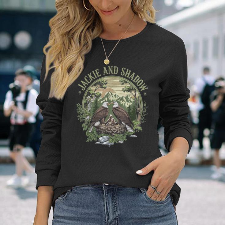 ヴィンテージ ジャッキーとシャドウ 白頭ワシファミリー 自然愛好家 長袖Tシャツ 彼女への贈り物