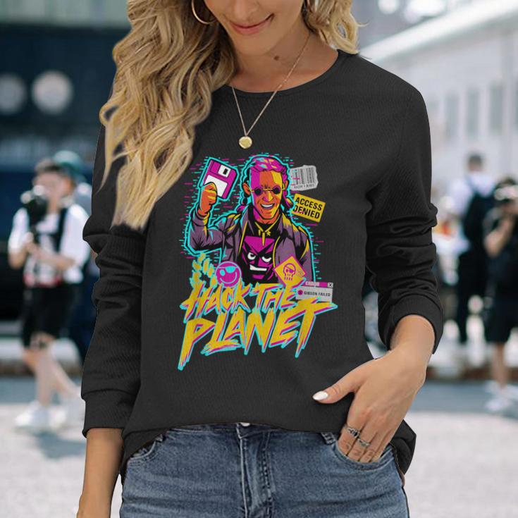 ヴェイパーウェーブ・ハック・ザ・プラネット 長袖Tシャツ 彼女への贈り物