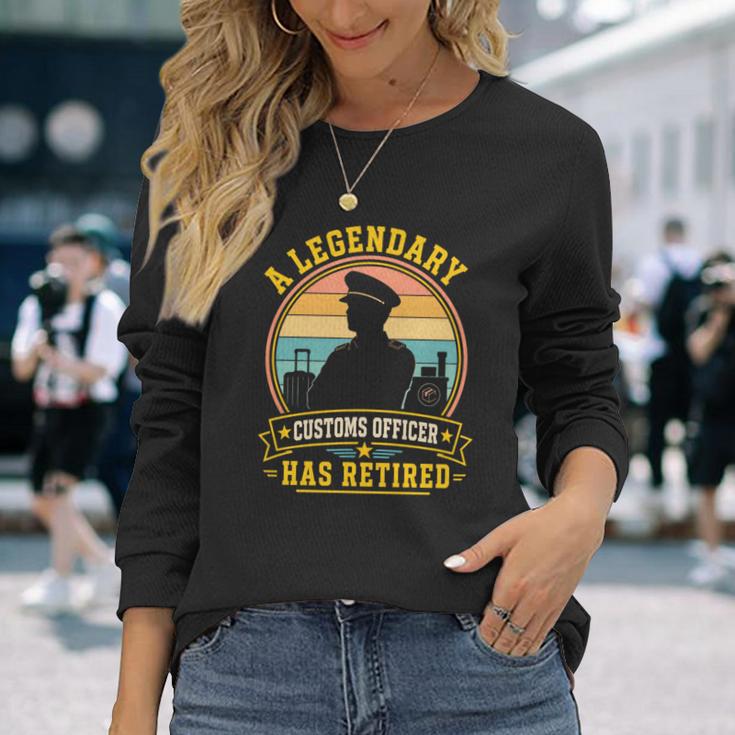 伝説の税関職員が退職したヴィンテージ引退 長袖tシャツ 長袖Tシャツ 彼女への贈り物