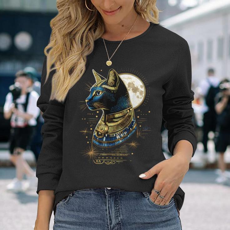 古代エジプト エジプト神 猫 エジプト学 ツタンカーメンバステット 長袖Tシャツ 彼女への贈り物