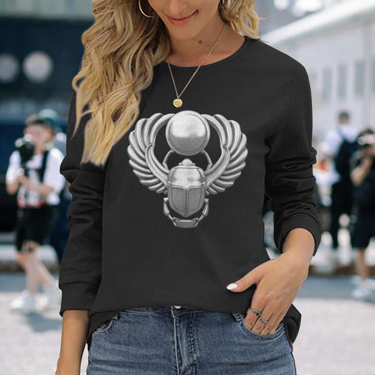 古代エジプト神話 スカラベ 長袖Tシャツ 彼女への贈り物
