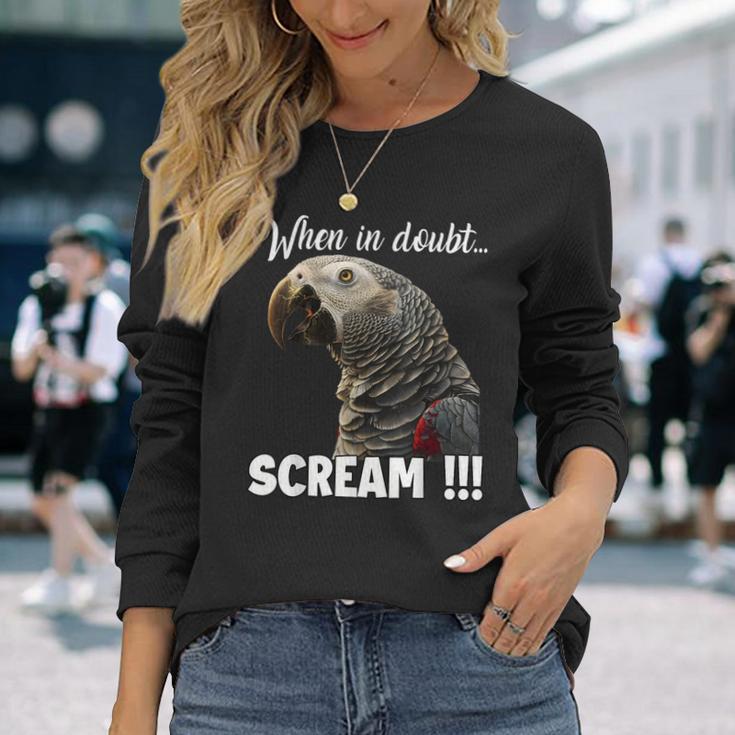 叫ぶアフリカヨウム T、面白いオウム 長袖Tシャツ 彼女への贈り物