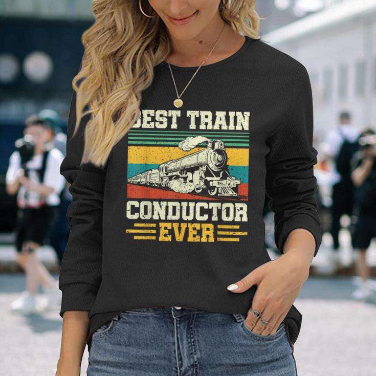 史上最高の電車の車掌 Conductor Railroad 長袖Tシャツ 彼女への贈り物