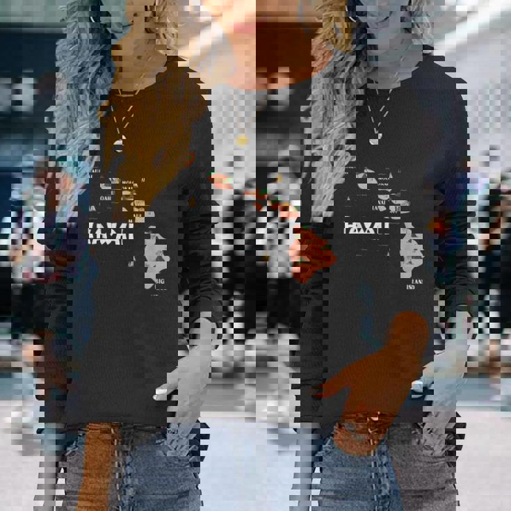 地図 ヴィンテージ お土産 ハワイ諸島 長袖Tシャツ 彼女への贈り物