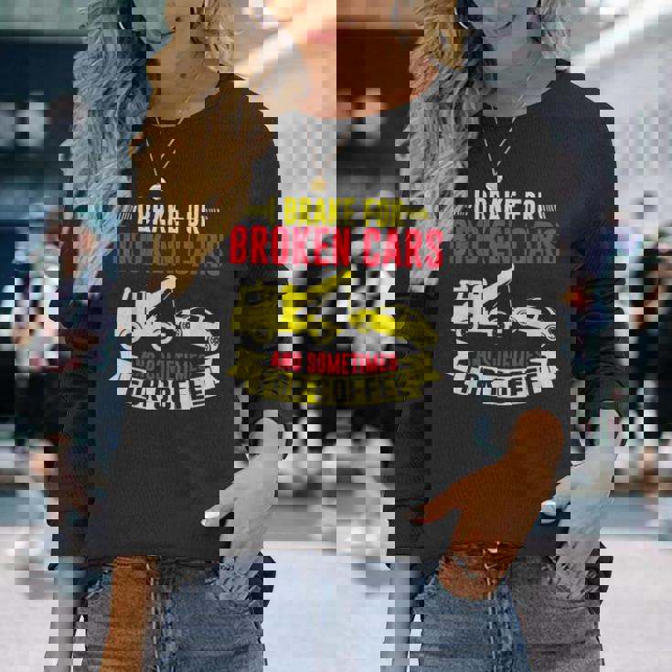 壊れた車や、時にはコーヒーレッカー車にもブレーキをかけます。 長袖Tシャツ 彼女への贈り物