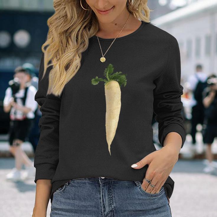 大根 ビーガン ベジタリアン 野菜 ラブ 大根 長袖Tシャツ 彼女への贈り物
