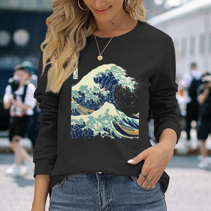 大波 葛飾北斎 名画 おしゃれ 長袖tシャツ 長袖Tシャツ 彼女への贈り物
