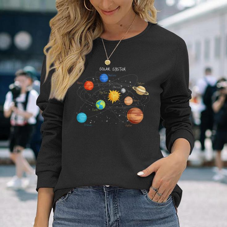 太陽系 太陽と惑星 宇宙 天文学 キッズギフト 長袖Tシャツ 彼女への贈り物