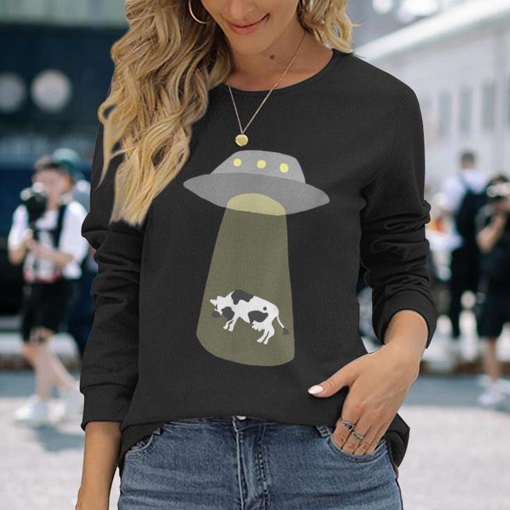 宇宙船 牛 宇宙人 誘拐 長袖Tシャツ 彼女への贈り物