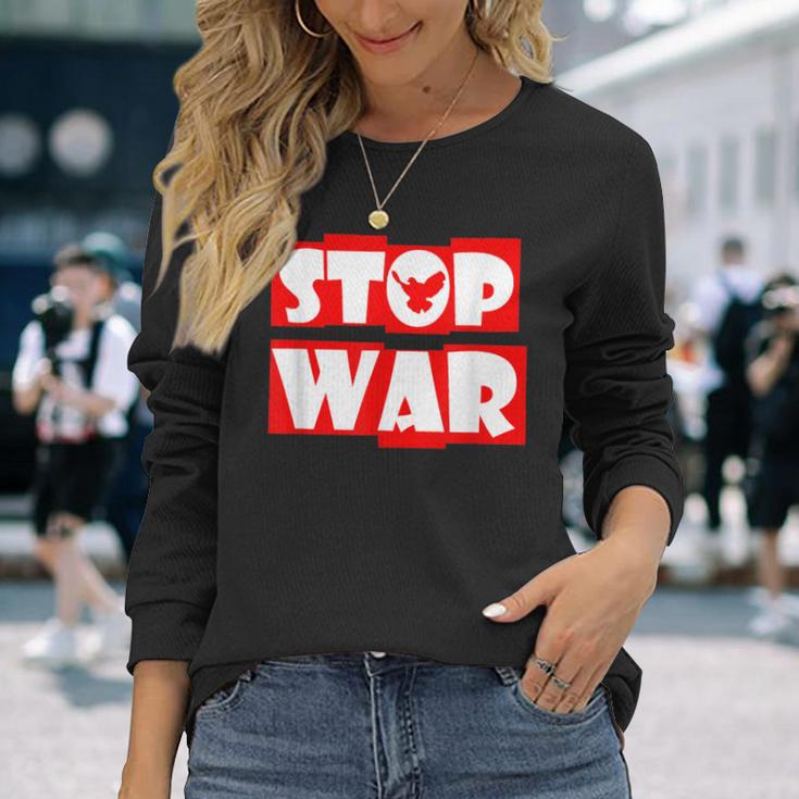 戦争なし 反戦 平和のハト 長袖Tシャツ 彼女への贈り物