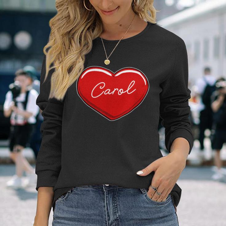 手描きのハートキャロル ファーストネーム ハート I Love Carol 長袖Tシャツ 彼女への贈り物