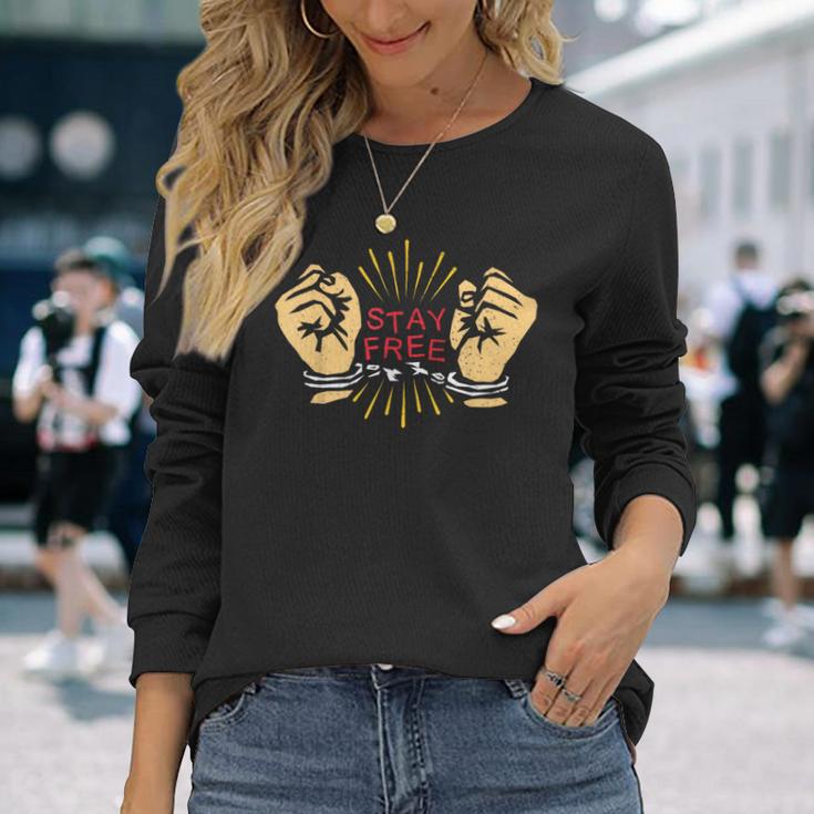 手錠ステイフリーtシャツ 伝統的な刑務所の刑務所休憩 長袖Tシャツ 彼女への贈り物