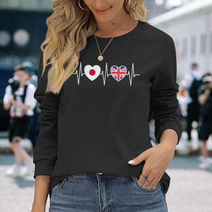日本とイギリス イギリスの国旗 国旗 長袖Tシャツ 彼女への贈り物