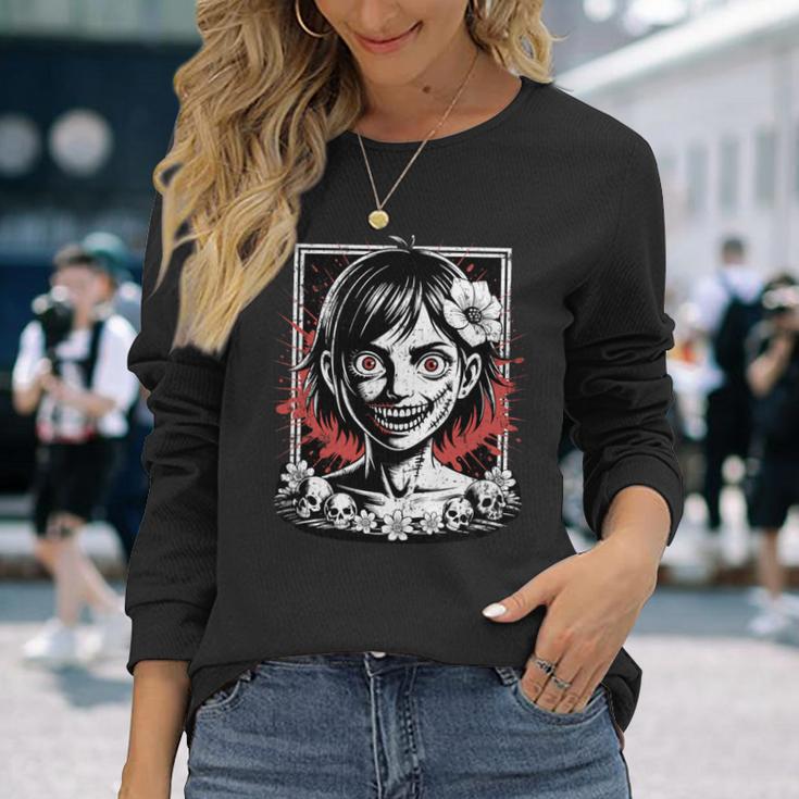 日本のゴス 不気味なエモ Y2k 日本ホラー アニメ 漫画 長袖tシャツ 長袖Tシャツ 彼女への贈り物