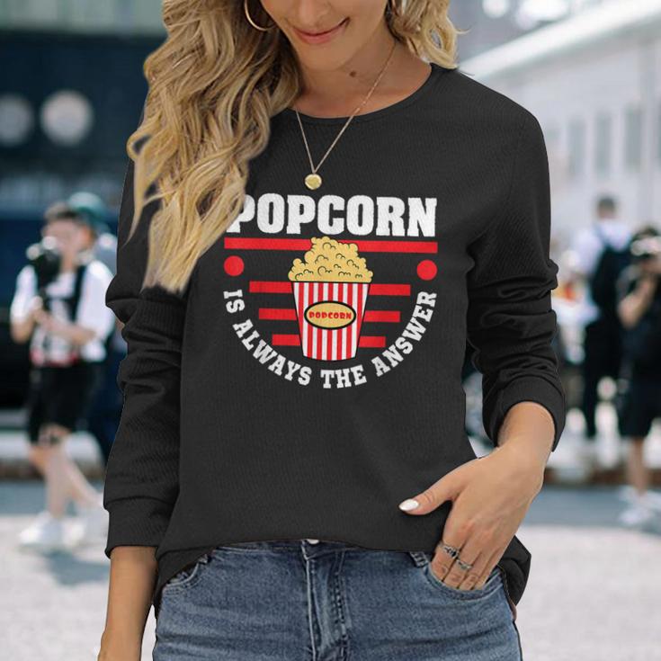 映画と日付の夜のギフトのためのおかしいポップコーンのtシャツ 長袖Tシャツ 彼女への贈り物