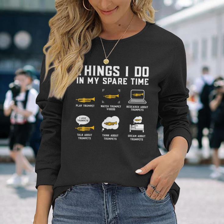暇な時間にやること トランペットトランペット 長袖Tシャツ 彼女への贈り物