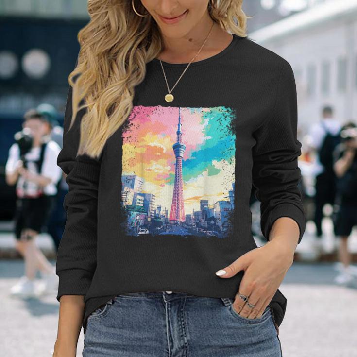 東京スカイツリージャパンaporwave エステ 日本観光 長袖Tシャツ 彼女への贈り物