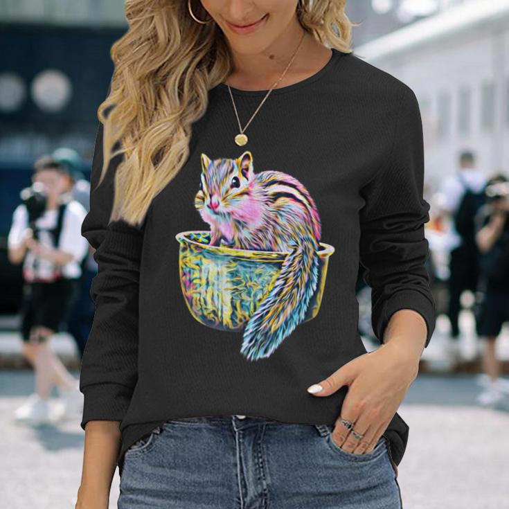栗鼠 りす シマリス 長袖Tシャツ 彼女への贈り物