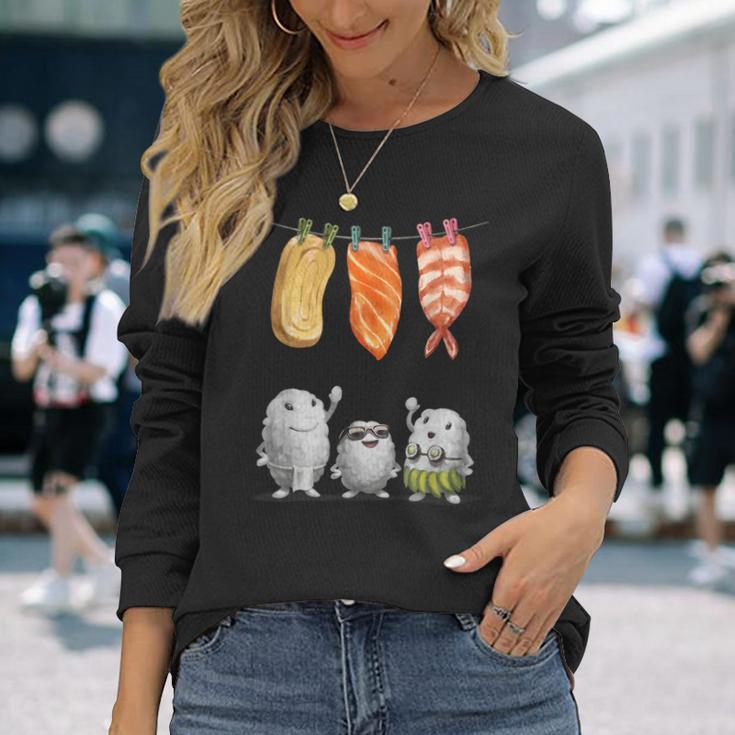 洗濯 する 寿司 すし たまご サーモン えび 長袖Tシャツ 彼女への贈り物
