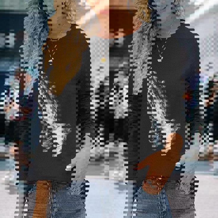 祈りの手 長袖Tシャツ 彼女への贈り物