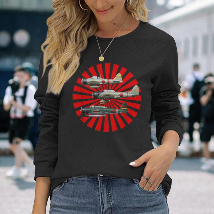 第二次世界大戦 戦闘機 A6m2 ゼロ D3a1 ヴァル B5n2 ケイトギフト 長袖Tシャツ 彼女への贈り物