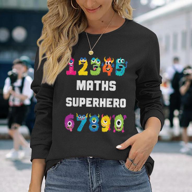 算数スーパーヒーロー、面白いモンスターナンバー、算数 長袖Tシャツ 彼女への贈り物