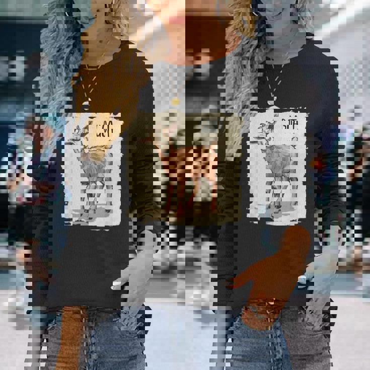 素敵な若いヤギの動物服。 長袖Tシャツ 彼女への贈り物