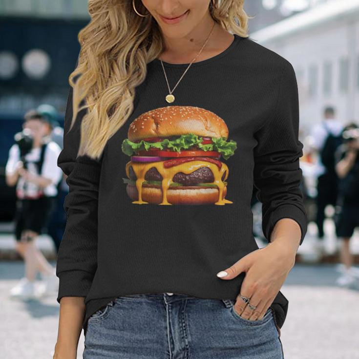 美味しそうなハンバーガー 長袖Tシャツ 彼女への贈り物
