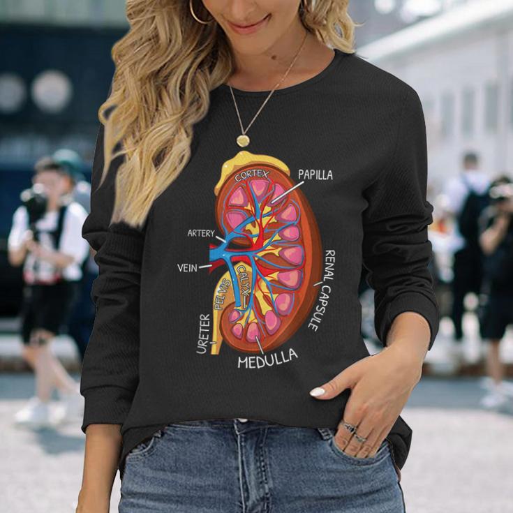 腎臓の解剖学 腎臓学 長袖Tシャツ 彼女への贈り物