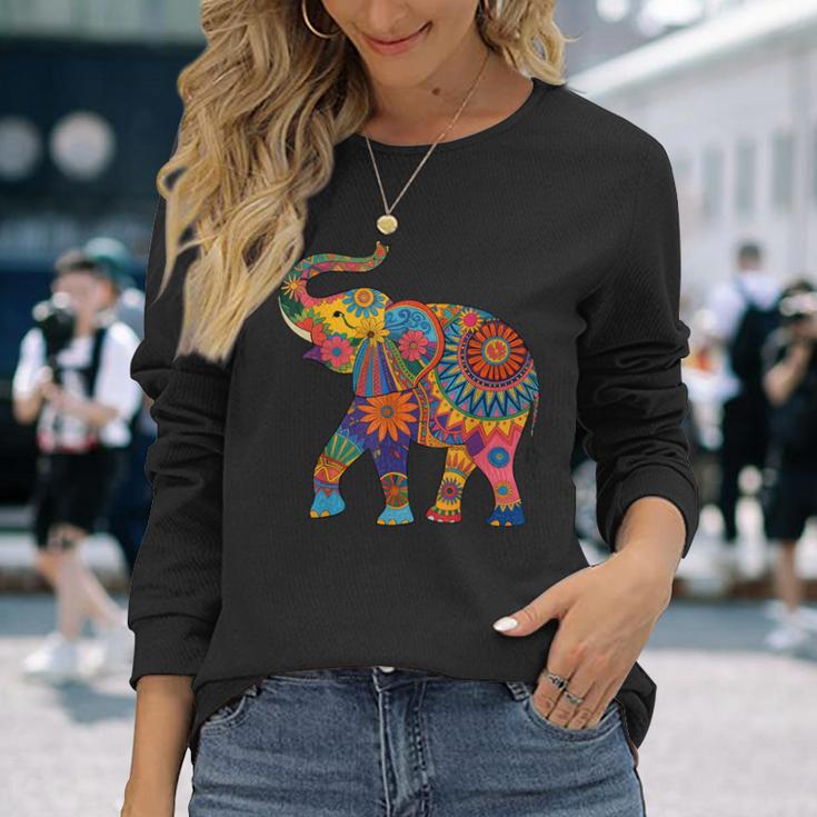 象の鼻 動物 アフリカ サファリ 大自然 甘い象 長袖Tシャツ 彼女への贈り物